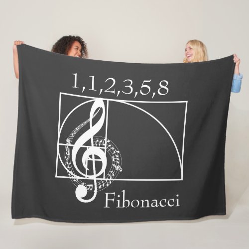 Treble Clef Musical Notes and Fibonacci Spiral  Fleece Blanket