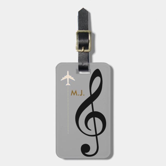 treble clef musician travel luggage tag (Front Vertical)