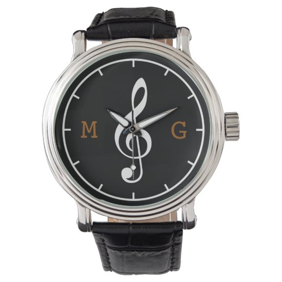 treble clef note custom time music watch
