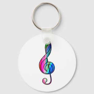 Treble clef note in color_ keychain