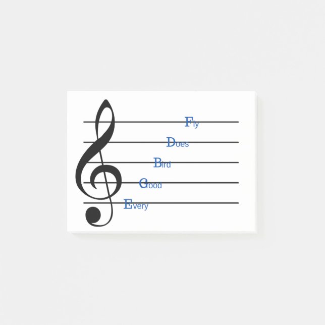 Treble Clef Notes (Line Rhymes) (Front)