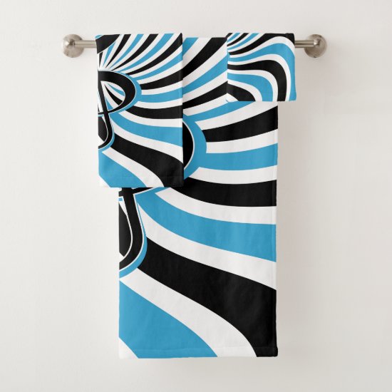 Treble Clef on Blue Retro Background Bath Towel Set