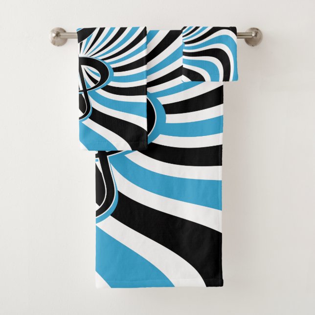 Treble Clef on Blue Retro Background Bath Towel Set (Insitu)