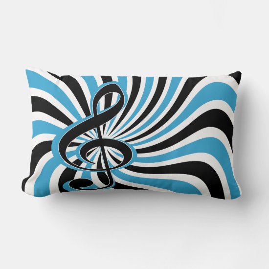 Treble Clef on Blue Retro Background Lumbar Pillow