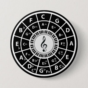 Treble clef Piano Keys Circle of Fifths Button