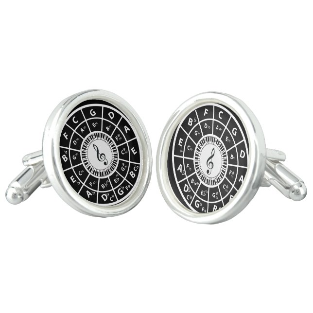 Treble clef  Piano Keys Circle of Fifths Cufflinks (Angled)