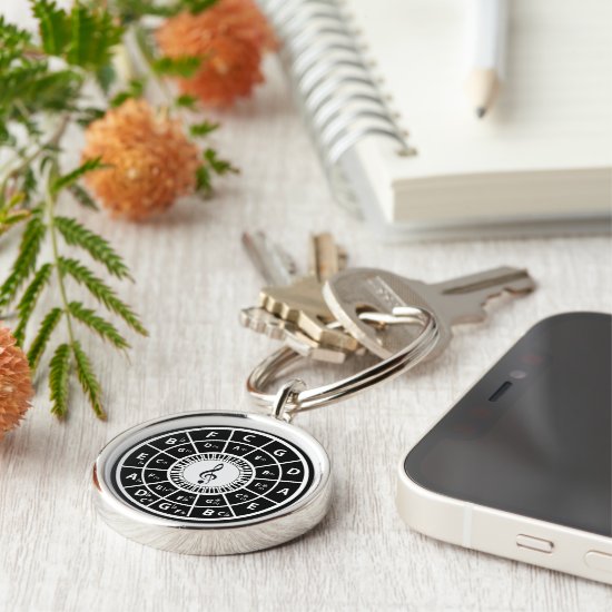 Treble clef Piano Keys Circle of Fifths Keychain
