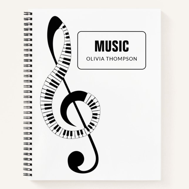 Treble Clef Piano Keys School Music Notebook (Front)