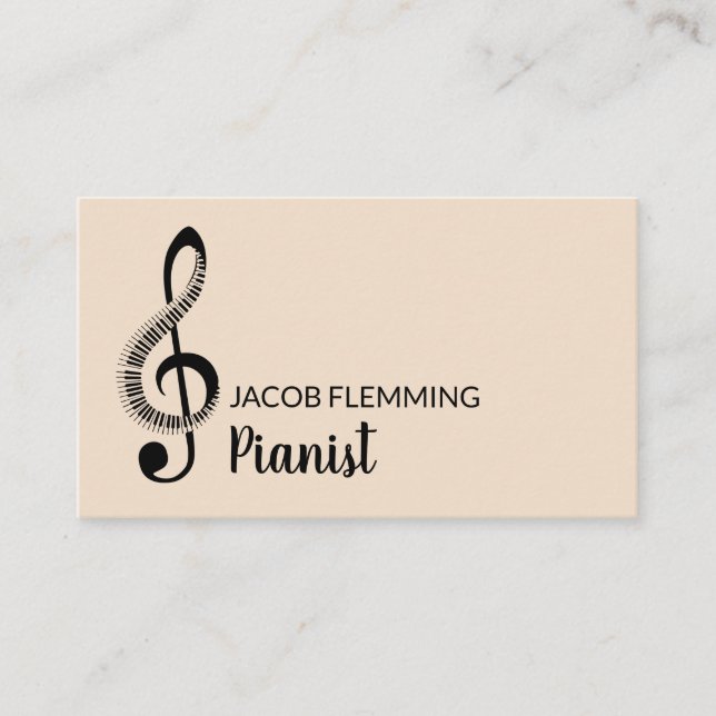Treble Clef, Professional Keyboardist, Pianist Business Card (Front)