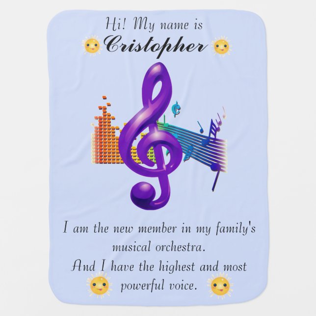 Treble Clef Purple Beautiful Design Swaddle Blanket (Front)