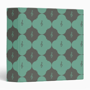 Treble Clef Quatrefoil Pattern 3 Ring Binder