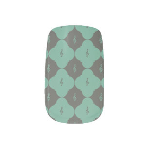 Treble Clef Quatrefoil Pattern Minx Nail Art