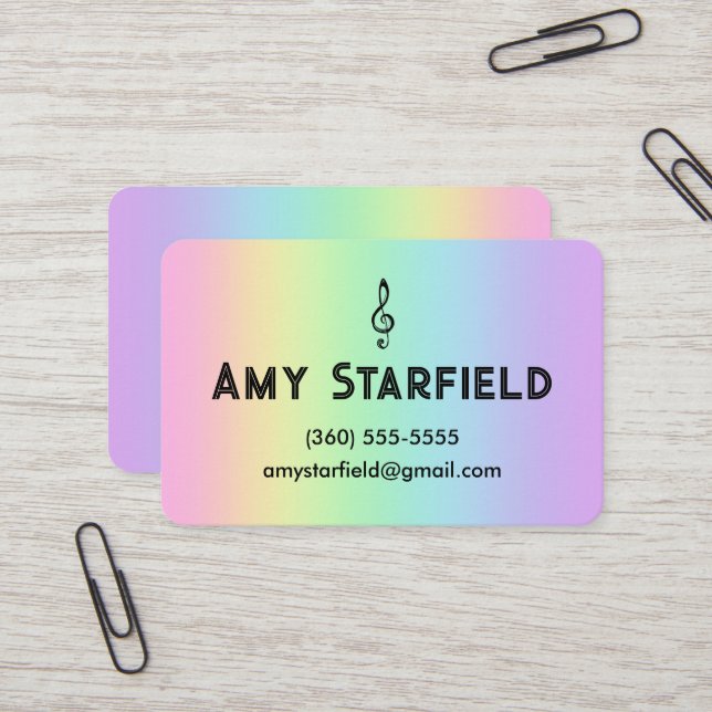 Treble Clef Rainbow Business Cards (Front/Back In Situ)