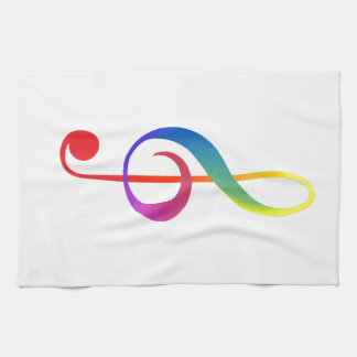 treble clef rainbow colors towel
