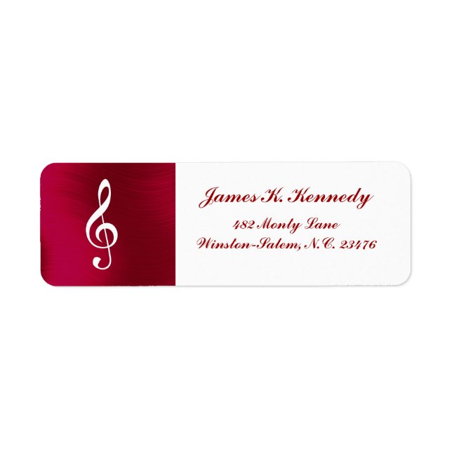 TREBLE CLEF -RETURN ADDRESS  LABEL (Front)