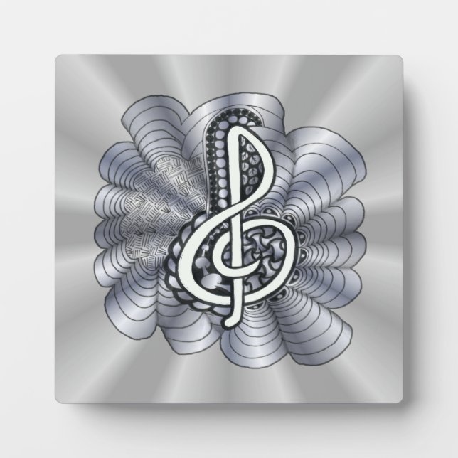 Treble Clef Silver Customizable Plaque (Front)