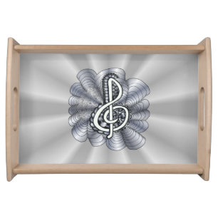 Treble Clef Silver Customizable Serving Tray