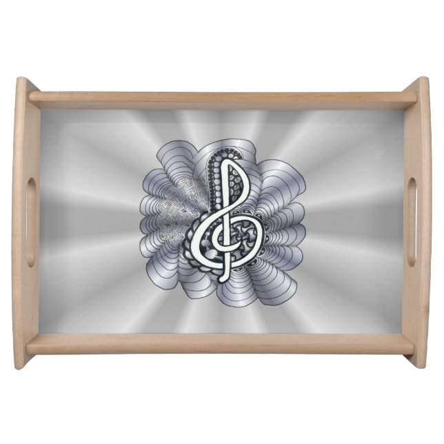 Treble Clef Silver Customizable Serving Tray (Front)