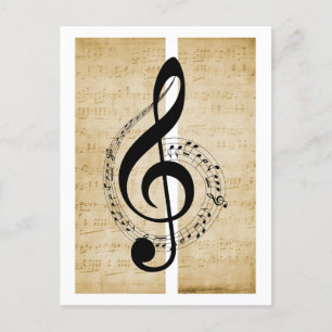 Treble Clef Staff Music Notes Vintage Sheet Music