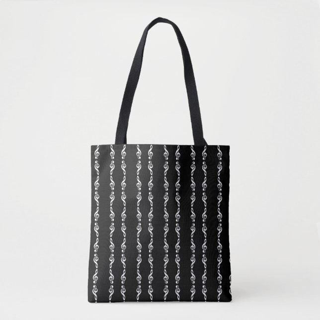 Treble Clef Stripe Musical Tote Bag (Front)