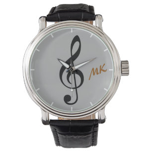 treble clef time music note watch