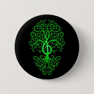 Treble Clef Tree, green & black Button