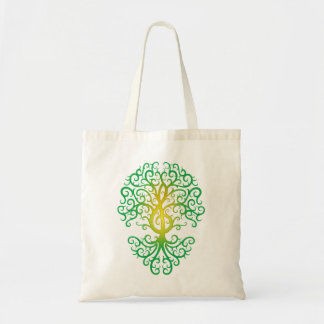 Treble Clef Tree, green Tote Bag