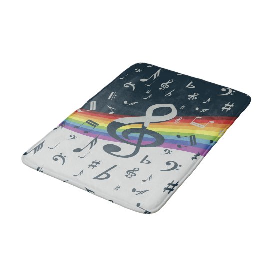 Treble Clef Wave Rainbow Colors Bath Mat