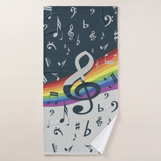 Treble Clef Wave Rainbow Colors Bath Towel Set (Bath Towel)