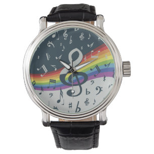 Treble Clef Wave Rainbow Colors Watch