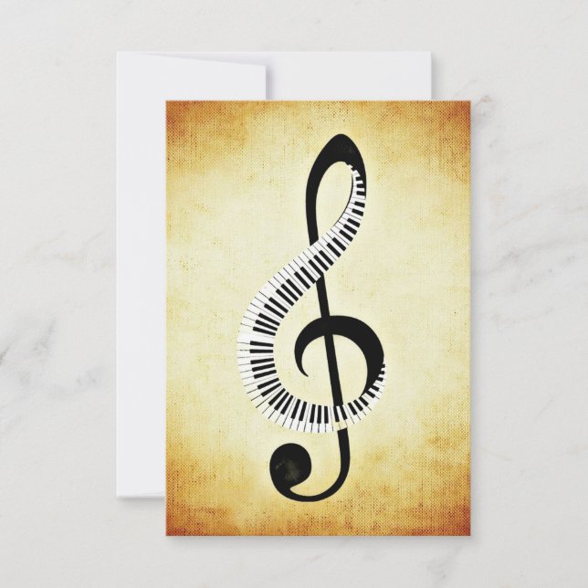 Treble Clef with Piano Keys Card (Front)