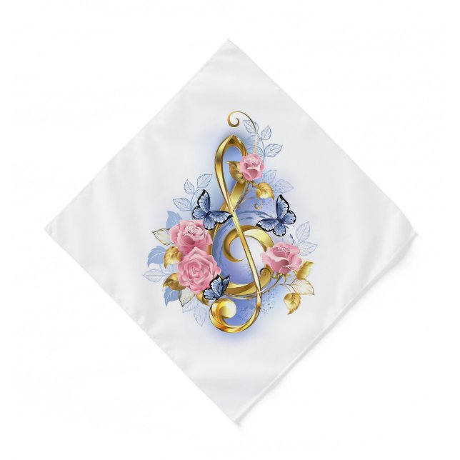 Treble clef with Pink Roses Bandana (Front)