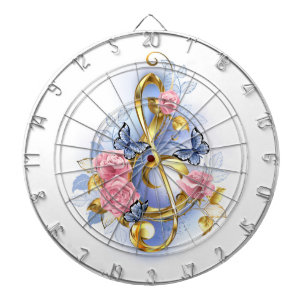 Treble clef with Pink Roses Dart Board