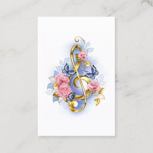 Treble clef with Pink Roses Discount Card