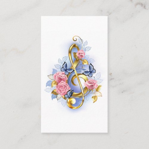 Treble clef with Pink Roses Discount Card