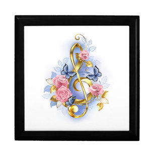 Treble clef with Pink Roses Gift Box