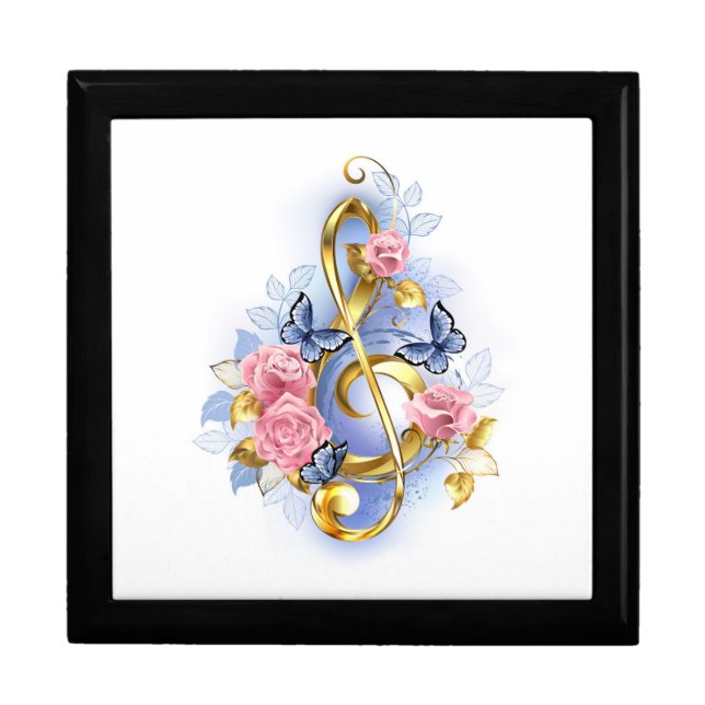 Treble clef with Pink Roses Gift Box (Front)