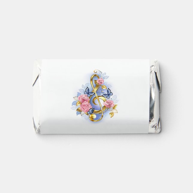 Treble clef with Pink Roses Hershey's Miniatures (Front)