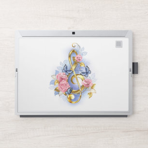 Treble clef with Pink Roses HP Laptop Skin