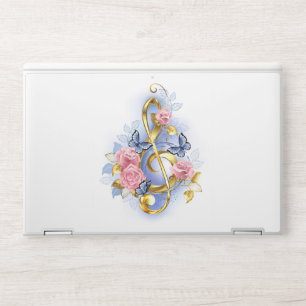 Treble clef with Pink Roses HP Laptop Skin