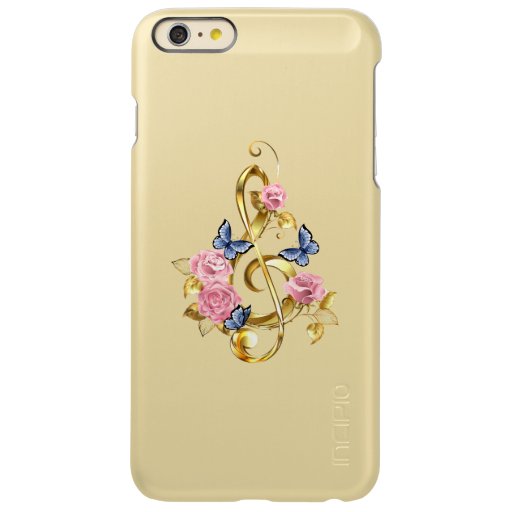 Treble clef with Pink Roses Incipio Feather Shine iPhone 6 Plus Case