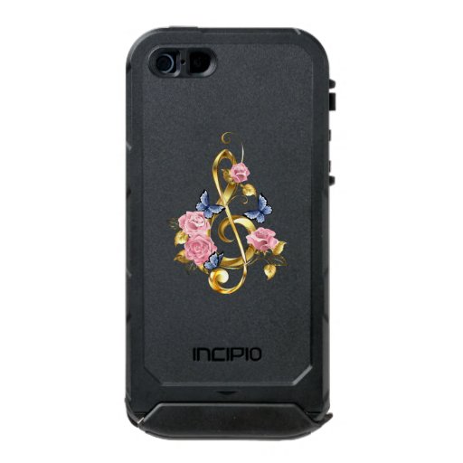 Treble clef with Pink Roses Waterproof Case For iPhone SE/5/5s