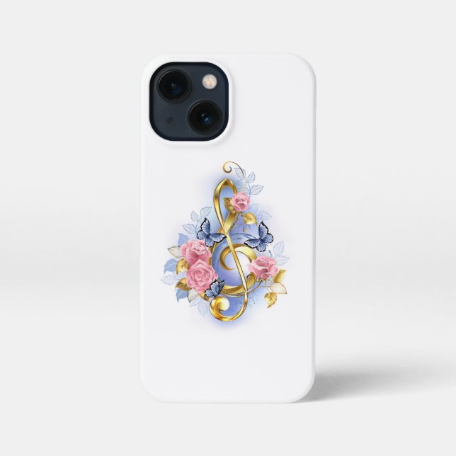 Treble clef with Pink Roses iPhone Case (Back)