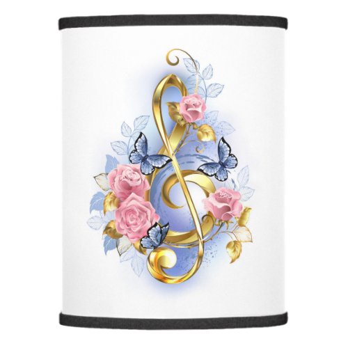 Treble clef with Pink Roses Lamp Shade