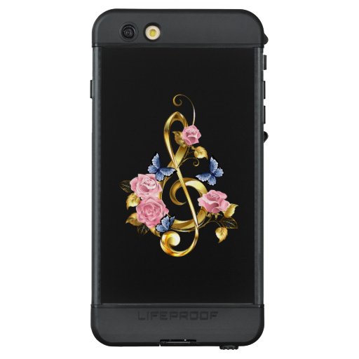 Treble clef with Pink Roses LifeProof NÜÜD iPhone 6s Plus Case
