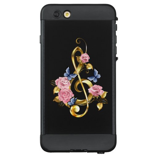 Treble clef with Pink Roses LifeProof NÜÜD iPhone 6 Plus Case