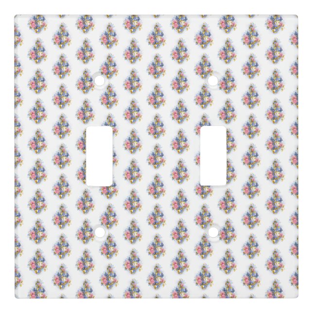 Treble clef with Pink Roses Light Switch Cover (Front)