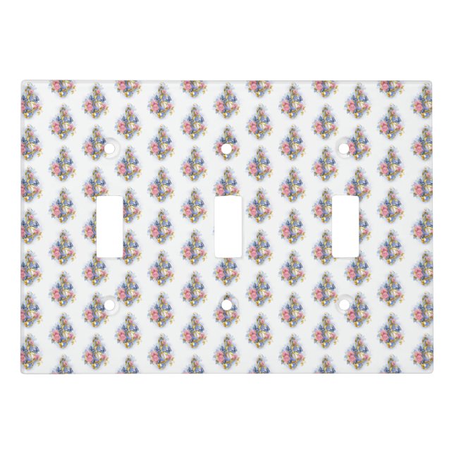 Treble clef with Pink Roses Light Switch Cover (Front)