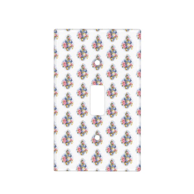 Treble clef with Pink Roses Light Switch Cover (Front)