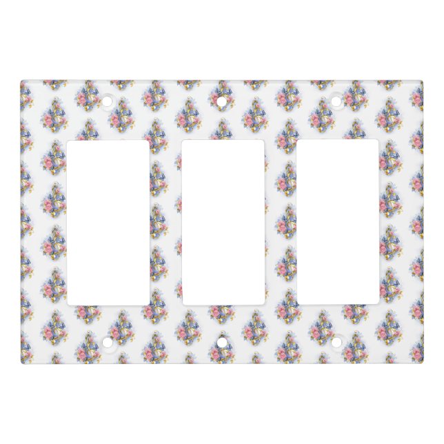 Treble clef with Pink Roses Light Switch Cover (Front)